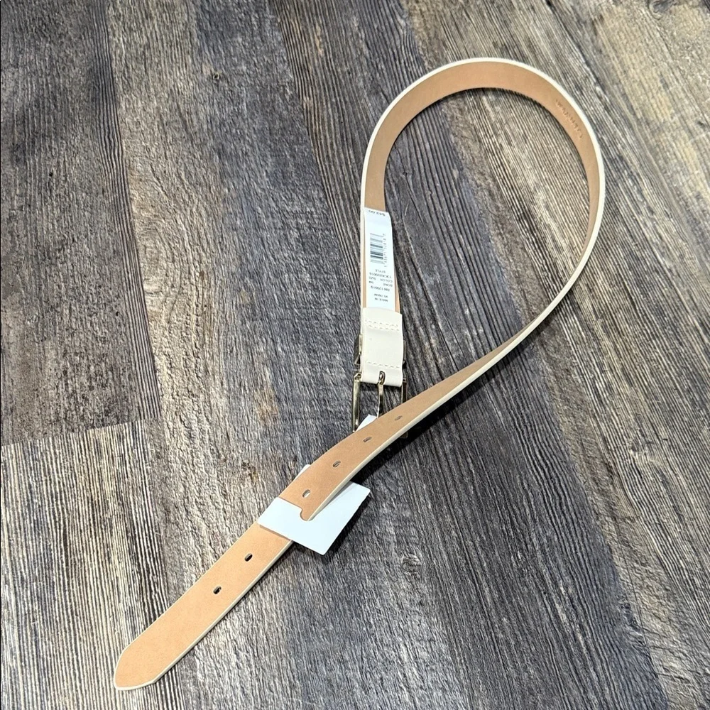 Calvin Klein Beige Leather Belt with Gold Buckle
